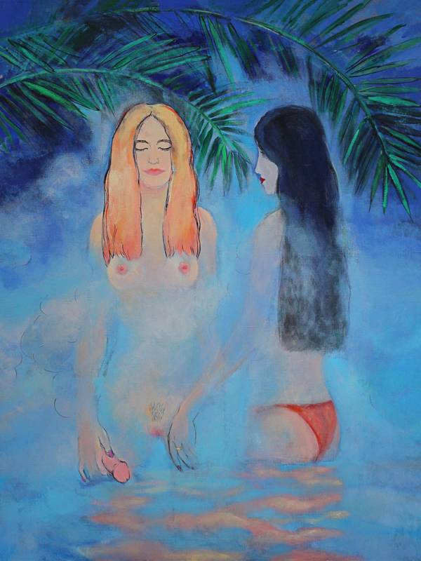 Two lovers in the haze Naive Painting Artem Andreichuk - Subjektiv.art