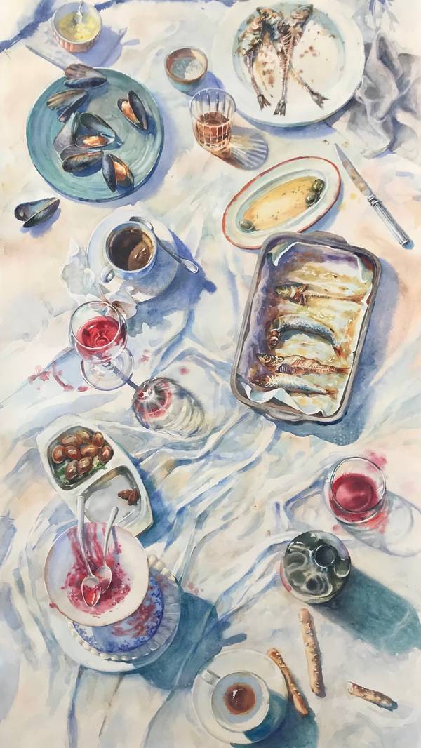 breakfast Fine Art Painting Lina Fedorenko - Subjektiv.art