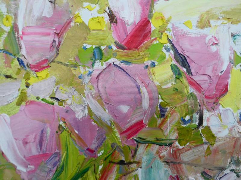 Magnolia Blossoms Impressionistic Painting Yehor Dulin - Subjektiv.art