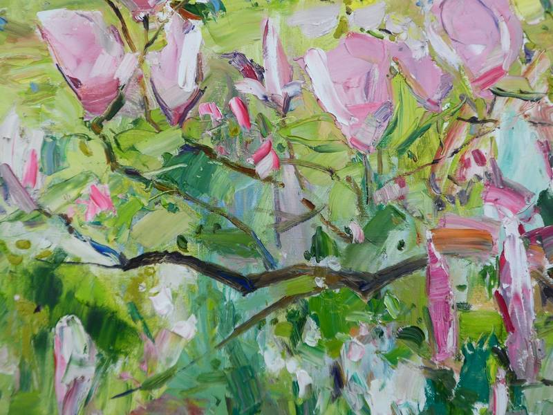 Magnolia Blossoms Impressionistic Painting Yehor Dulin - Subjektiv.art