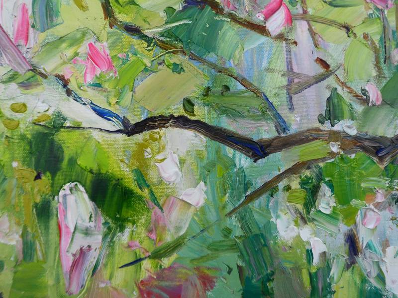 Magnolia Blossoms Impressionistic Painting Yehor Dulin - Subjektiv.art