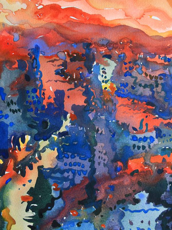 View to night Bangkok and Chao Phraya River Impressionistic Painting Tanbelia artist - Subjektiv.art
