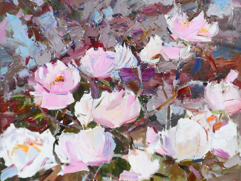 "tree peonies" Fine Art Painting Yehor Dulin - Subjektiv.art