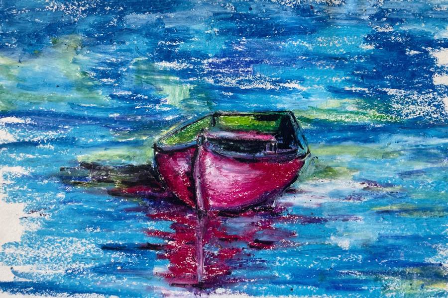 Pink boat Organic Painting Catarina Vasco - Subjektiv.art