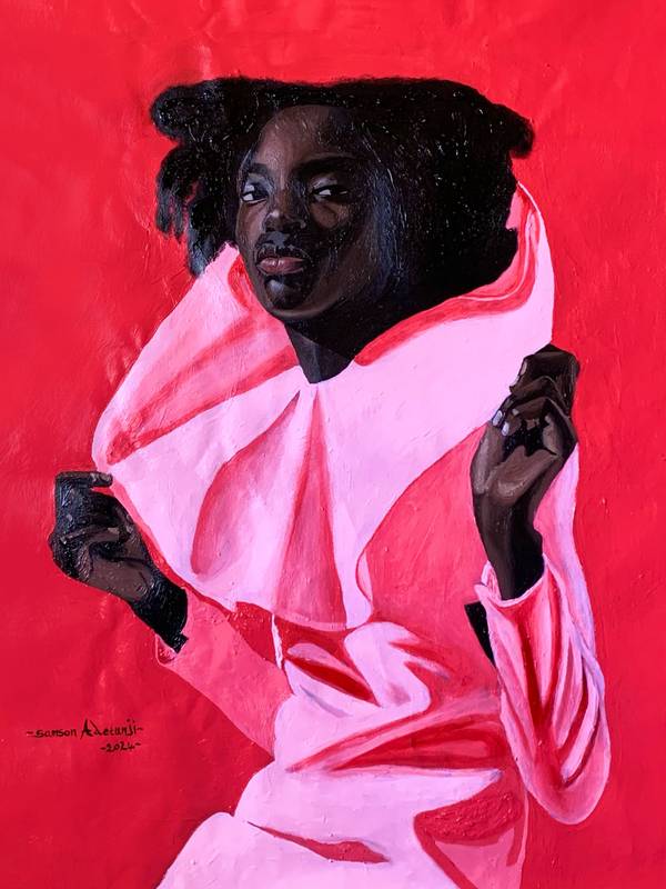 Pink poise Modern Painting Samson Adetunji - Subjektiv.art