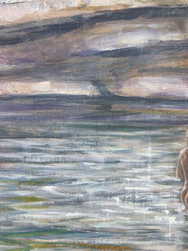 C'est par une journée de canicule où j'avais marché longtemps que je l’aperçus au bord de la rive. En plongeant pour la rejoindre, elle disparut, comme une vouivre rejoignant son escarboucle. Fine Art Painting francois page - Subjektiv.art