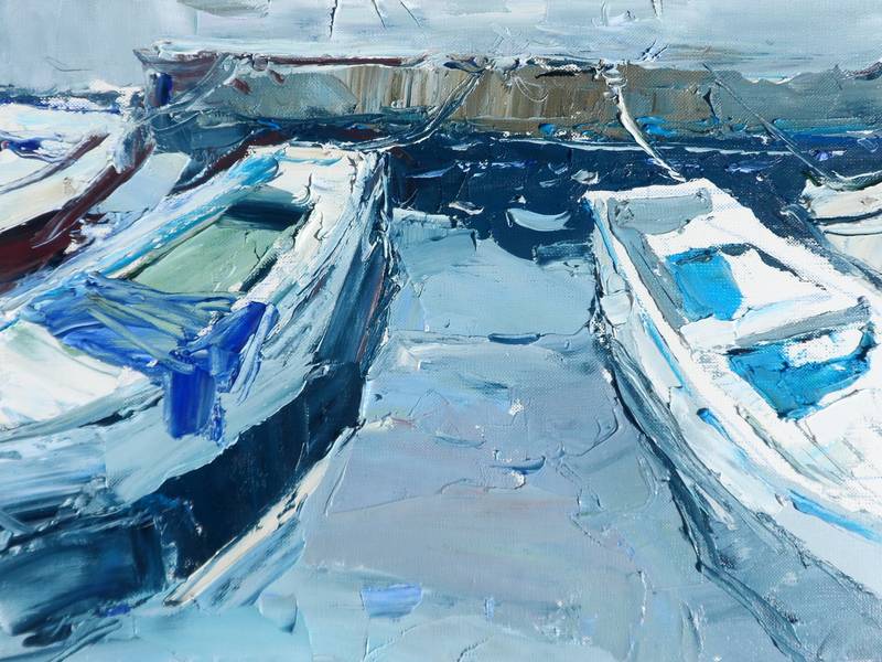 " Boats " Impressionistic Painting Yehor Dulin - Subjektiv.art