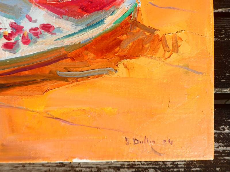 " Holiday pomegranate " Expressive and gestural Painting Yehor Dulin - Subjektiv.art