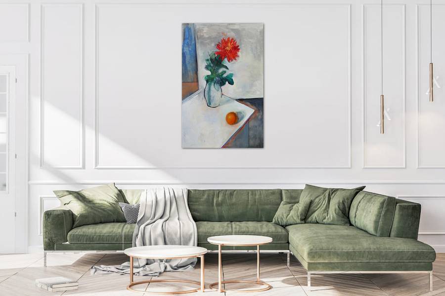 Red flower and orange Impressionistic Painting Artem Andreichuk - Subjektiv.art
