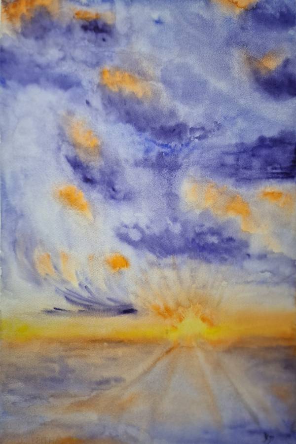 Sky from my window Expressive and gestural Painting Olena Yemelianova - Subjektiv.art