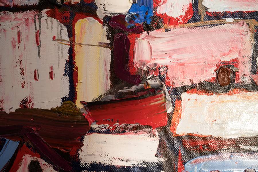 Kyiv Skyline Series. Wintertime Abstract Painting Ganna Kryvolap - Subjektiv.art