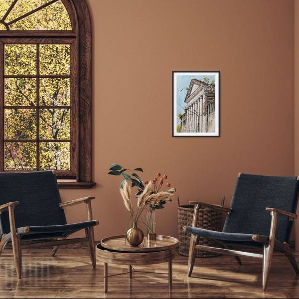 House with columns Expressive and gestural Painting Olena Yemelianova - Subjektiv.art