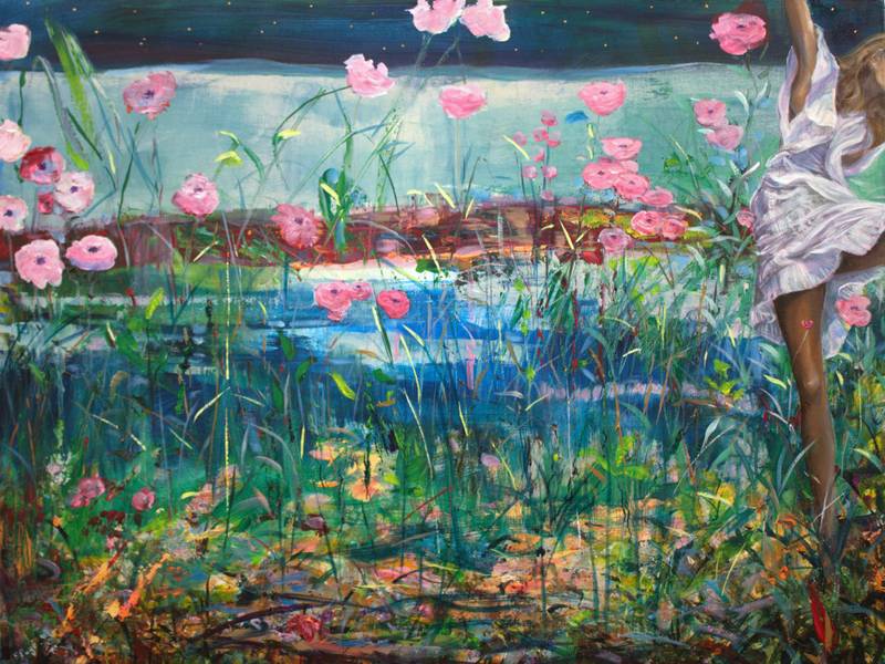 Les nuits de pleine lune, j'allais te voir danser. Les fleurs sous tes pieds ne se sentaient jamais foulées. Expressive and gestural Painting francois page - Subjektiv.art
