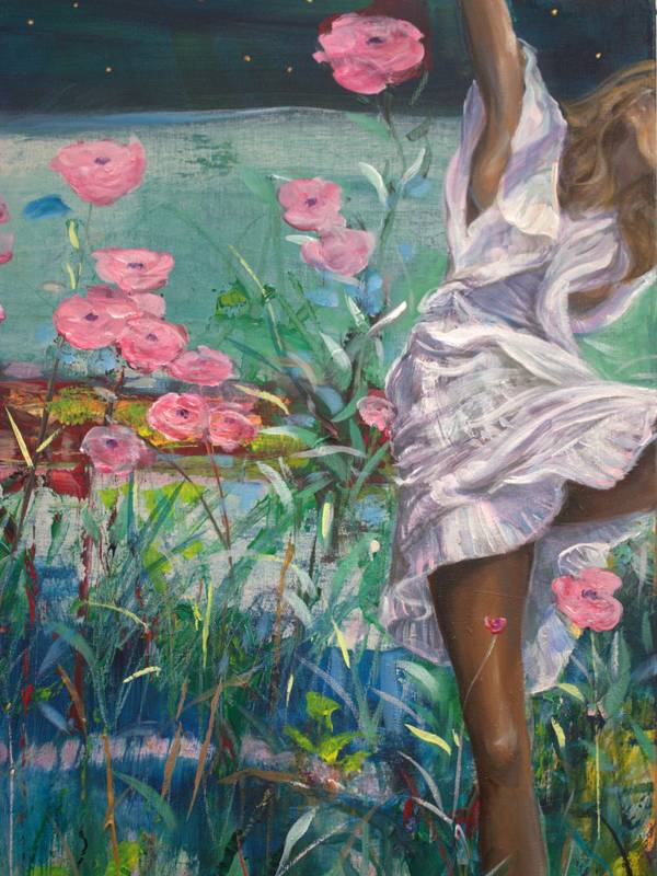 Les nuits de pleine lune, j'allais te voir danser. Les fleurs sous tes pieds ne se sentaient jamais foulées. Expressive and gestural Painting francois page - Subjektiv.art