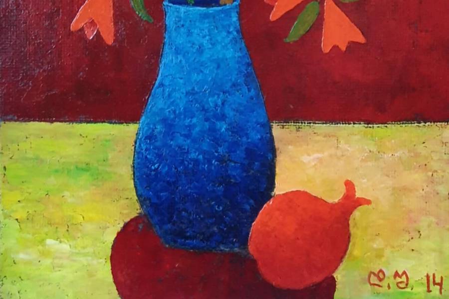 Pomegranate branches Fine Art Painting David Sharashydze - Subjektiv.art