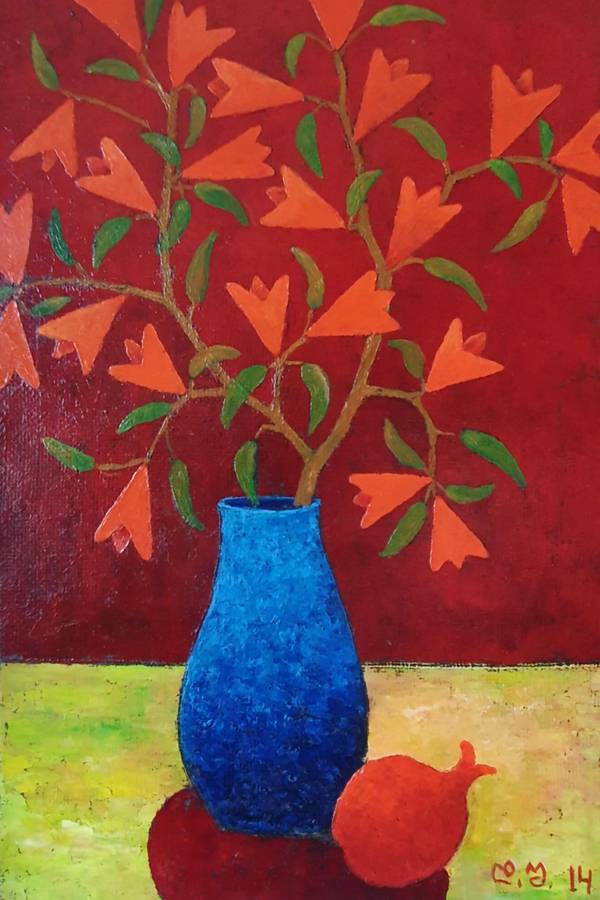 Pomegranate branches Fine Art Painting David Sharashydze - Subjektiv.art