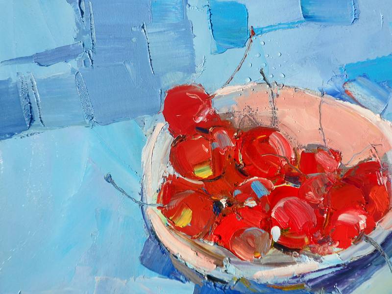 "Cherries " Impressionistic Painting Yehor Dulin - Subjektiv.art