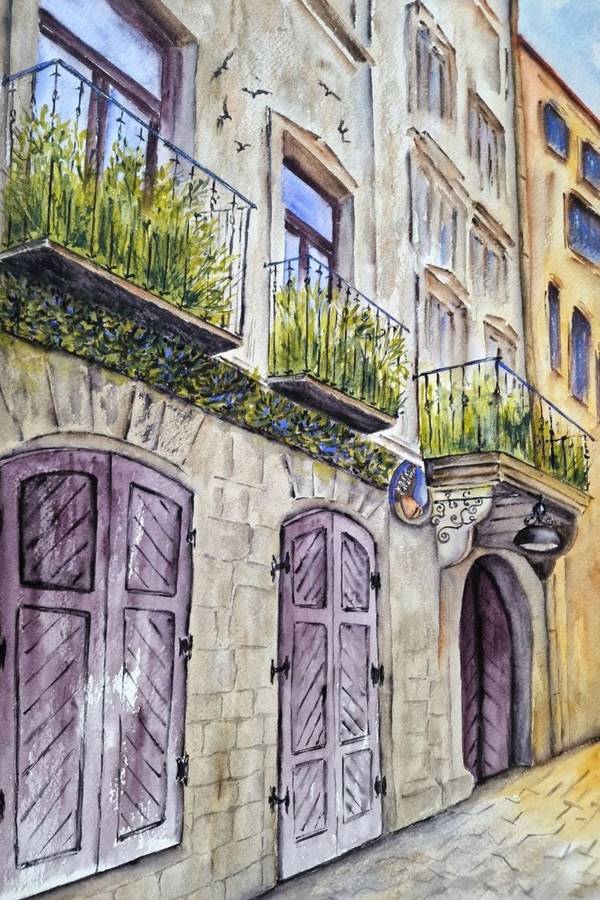 Street gardens. Lviv Expressive and gestural Painting Olena  Yemelianova - Subjektiv.art