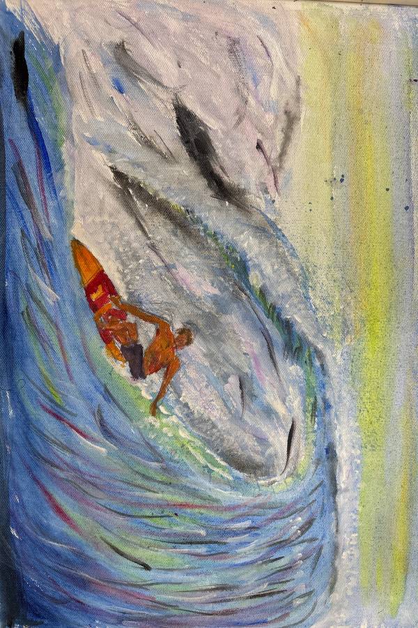 Stoned surfing Fine Art Painting Moksha Kochar - Subjektiv.art