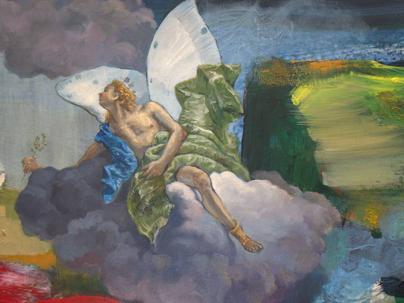 Zéphyr implorant Zeus d'une union avec Flore pour faire refleurir le paysage. Cor ad cor loquitur « Le cœur parle au cœur. » St François de Salle Fine Art Painting francois page - Subjektiv.art