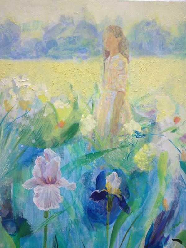 Titre : Au soleil des jeunes filles en fleurs huile sur toile 120cm x 120cm François Pagé 2025 Fine Art Painting francois page - Subjektiv.art
