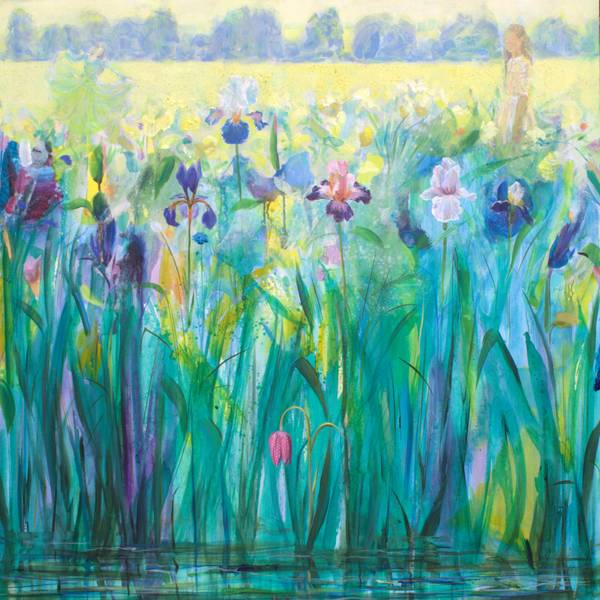 Titre : Au soleil des jeunes filles en fleurs huile sur toile 120cm x 120cm François Pagé 2025 Fine Art Painting francois page - Subjektiv.art