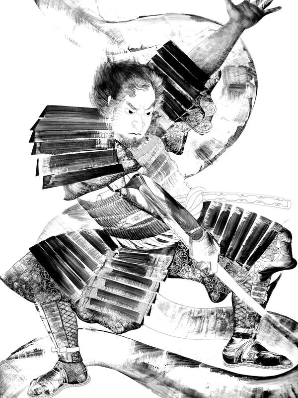 Samurai who defeated the serpent Fine Art Drawing Lana Korolievskaia - Subjektiv.art