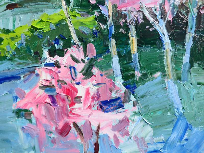 flowering trees Impressionistic Painting Yehor Dulin - Subjektiv.art