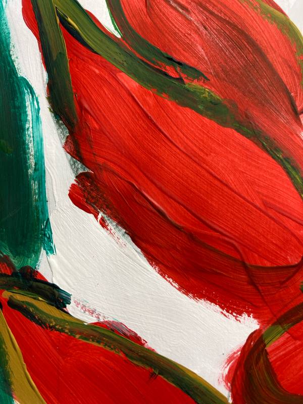 Fire Flowers Naive Painting Olivia Nefedova - Subjektiv.art