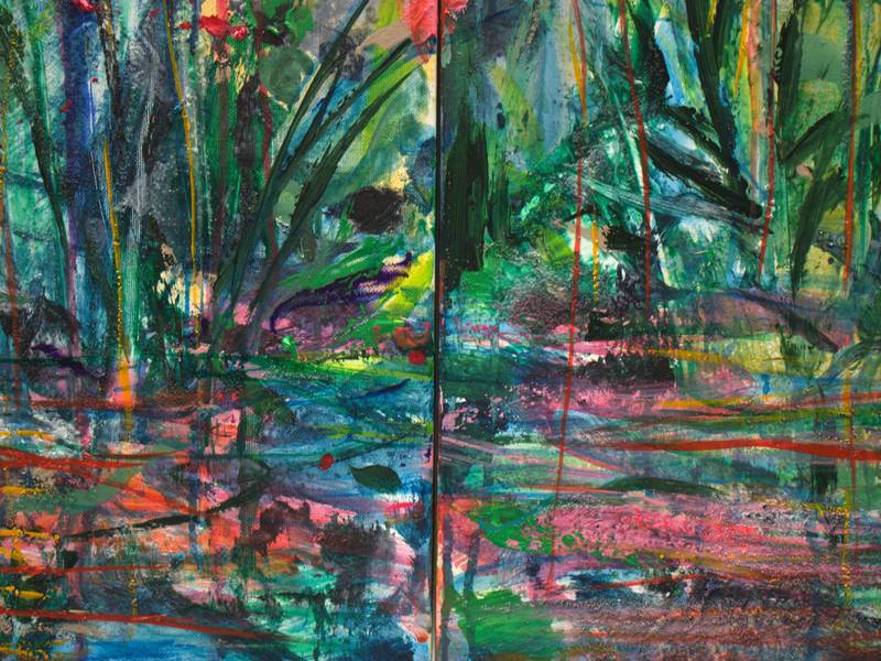 On s'embrassait au bord de l'eau, les volcans s'embrasaient aussi au loin. L'insouciance a-t-elle besoin d'arguments pour se défendre. Expressive and gestural Painting francois page - Subjektiv.art