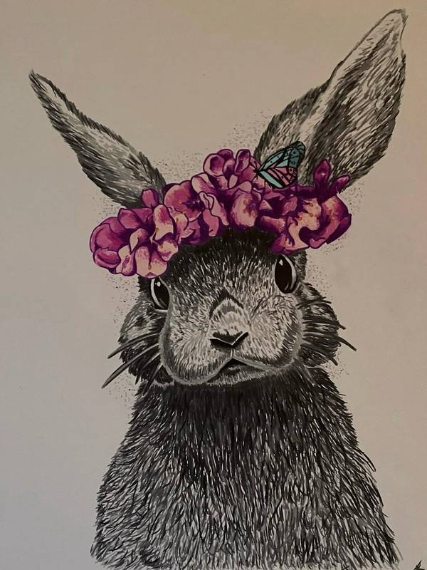 Spring Bunny Fine Art Drawing Jessica Anderson - Subjektiv.art