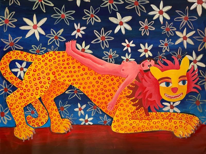 My Wild Companion Naive Painting Oksana Fedchyshyn - Subjektiv.art