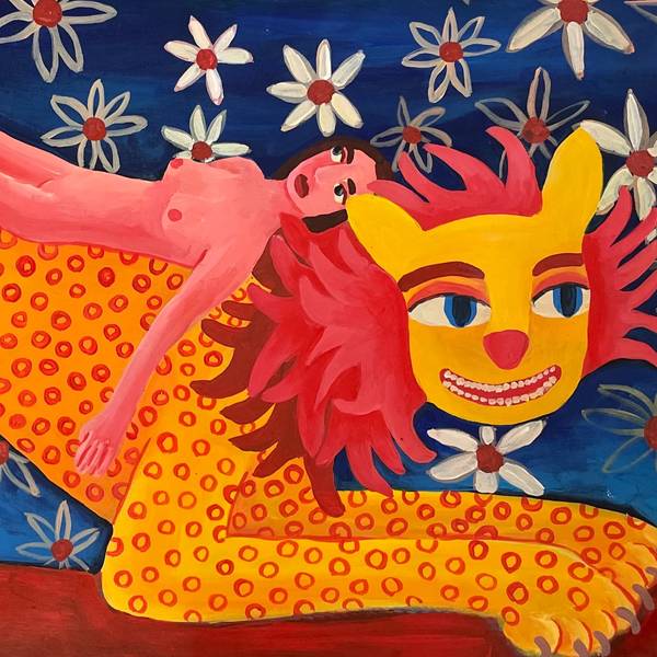 My Wild Companion Naive Painting Oksana Fedchyshyn - Subjektiv.art