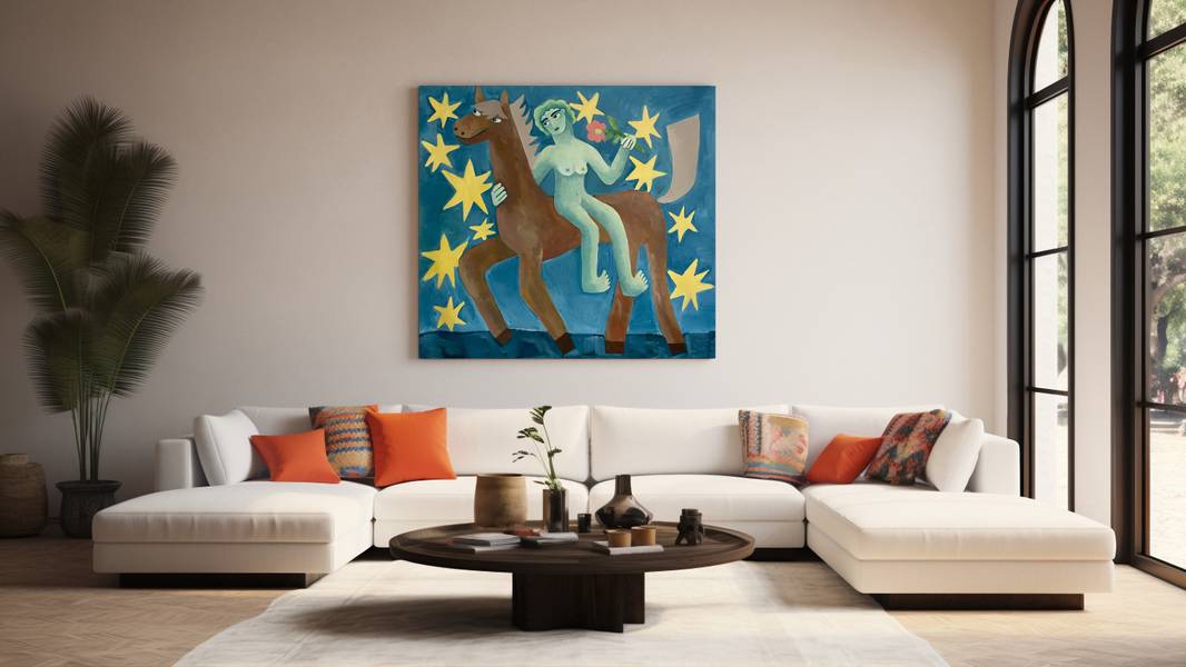 She Came with a Flower Fine Art Painting Oksana Fedchyshyn - Subjektiv.art