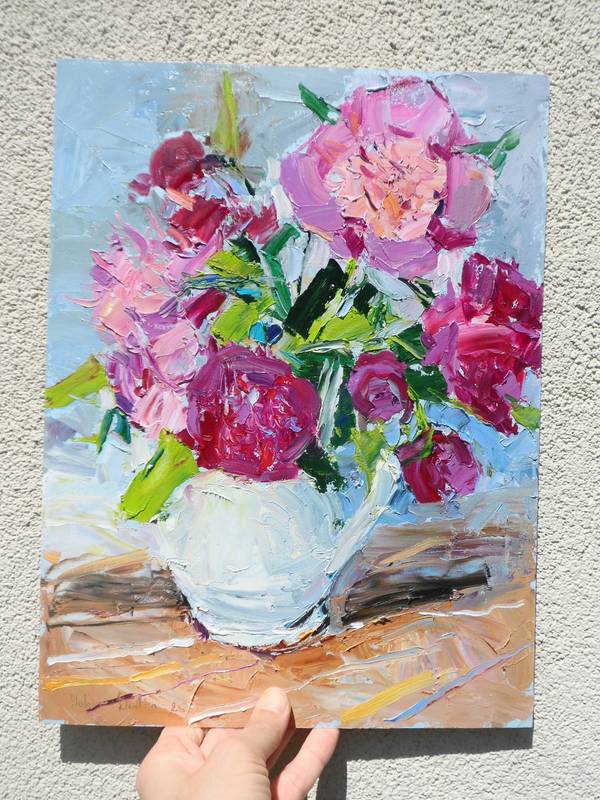 " Peonies " Impressionistic Painting Yehor Dulin - Subjektiv.art