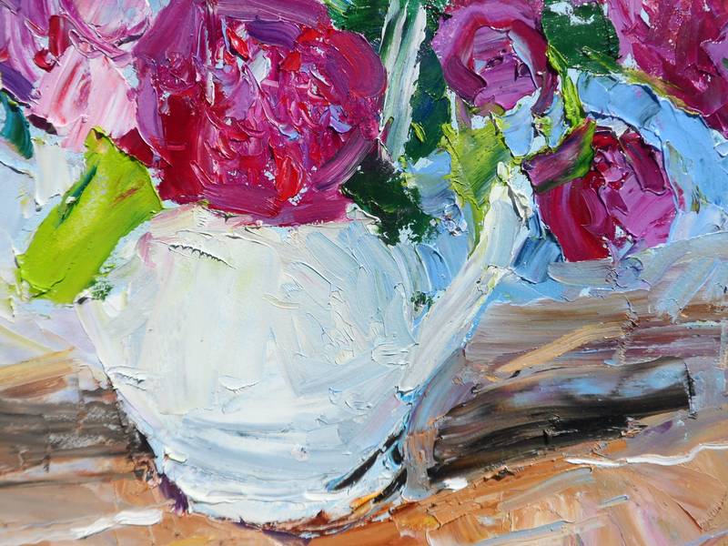 " Peonies " Impressionistic Painting Yehor Dulin - Subjektiv.art