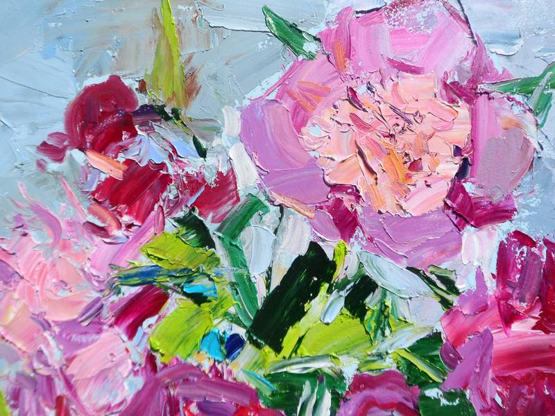 " Peonies " Impressionistic Painting Yehor Dulin - Subjektiv.art